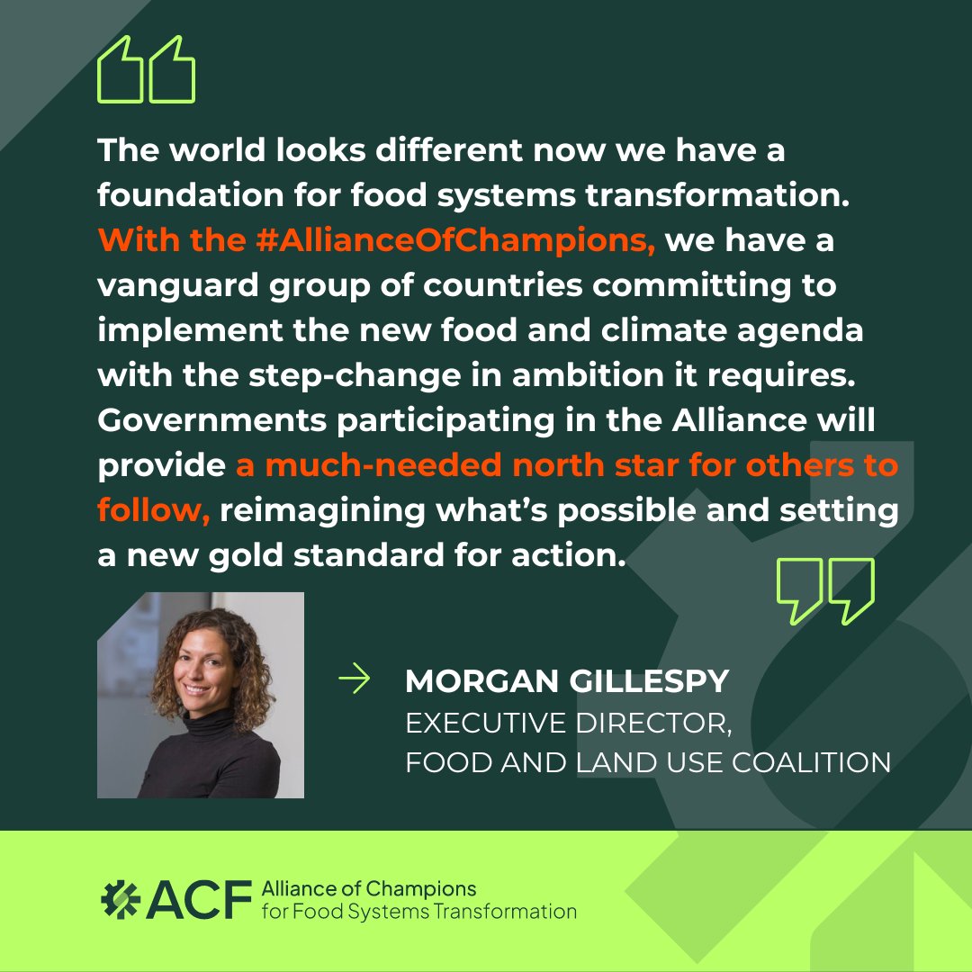 Launched at #COP28 today, the #AllianceOfChampions for #FoodSystems Transformation will set a new gold standard for #ActionOnFood & provide a much-needed north star for countries to follow. Learn about the Alliance's members & their commitments 👇 allianceofchampions.org