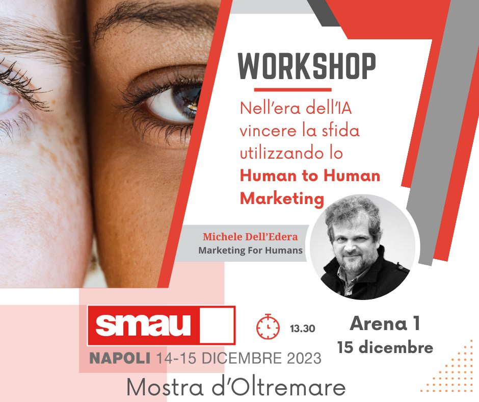 micdel64's tweet photo. Vi aspetto il prossimo 15 dicembre a Napoli, presso la Mostra d'Oltremare per #Smau #napoli. Arena 1 ore 13,30. @smaunotes 
Il marketing #H2H cambia il paradigma dei marketer  Iscriviti: https://t.co/OStfR2vHYf https://t.co/vXdJTcEKJq