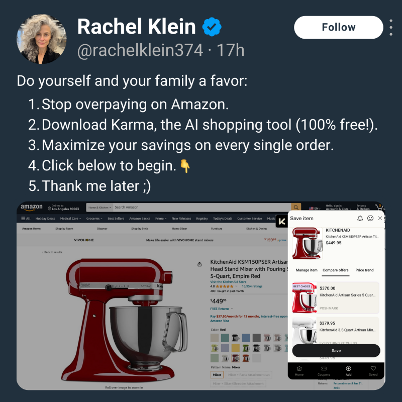 karma_shopping's tweet photo. Overpaying While Shopping Online? Not on our watch!
