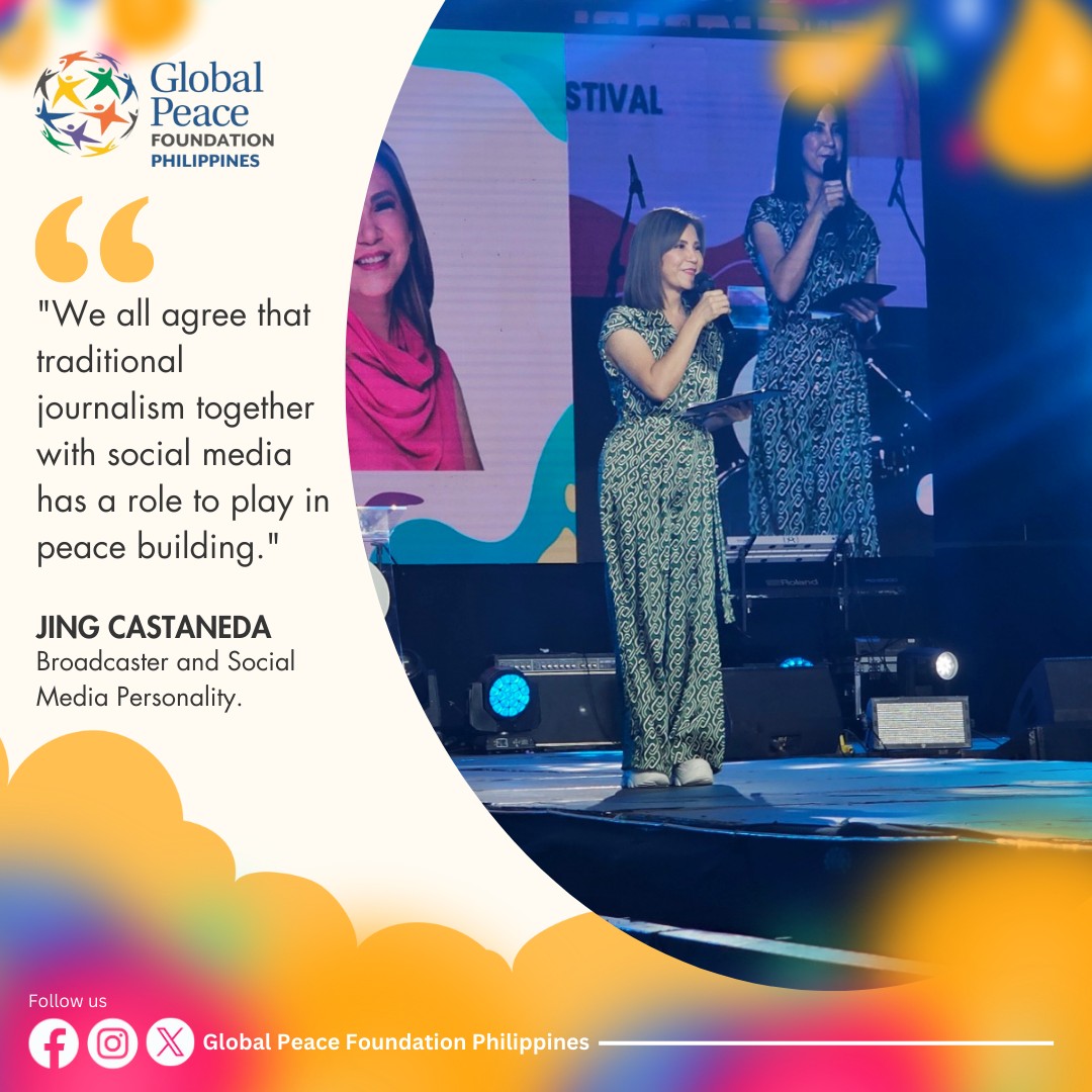 gpf_philippines's tweet photo. 📣Jing Castaneda, Broadcaster and Soc Med Personality now delivers her message regarding Peaceful Coexistence in a Digital Age: Navigating Online and Offline Worlds. "We all agree that traditional journalism together with social media has a role to play in peacebuilding."#GPC2023 https://t.co/Ub3VrtPbbU