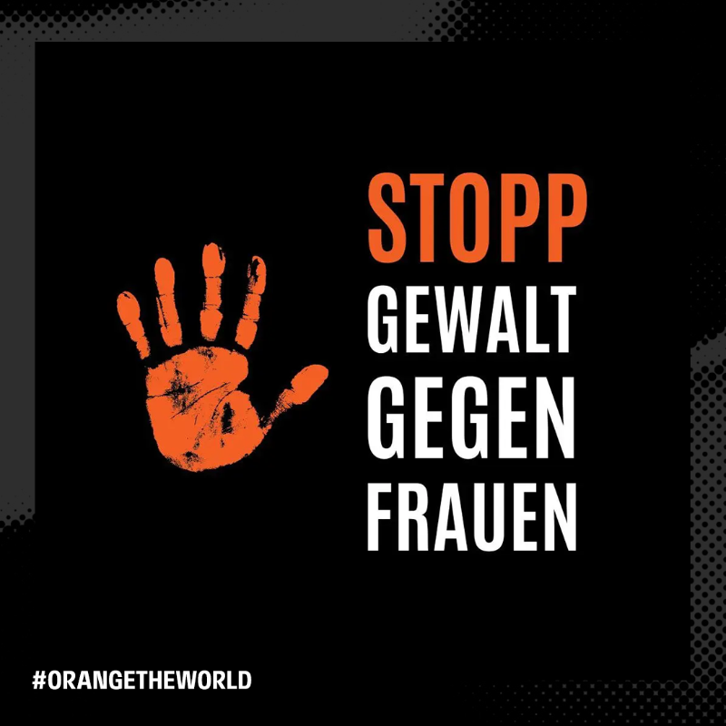 Eintracht's tweet photo. Gewalt gegen Frauen geht uns alle an! 

ℹ️ #Orangetheworld ist ein jährlicher Gedenk- und Aktionstag zur Bekämpfung von Diskriminierung und Gewalt jeder Form gegenüber Frauen und Mädchen.

#SGE