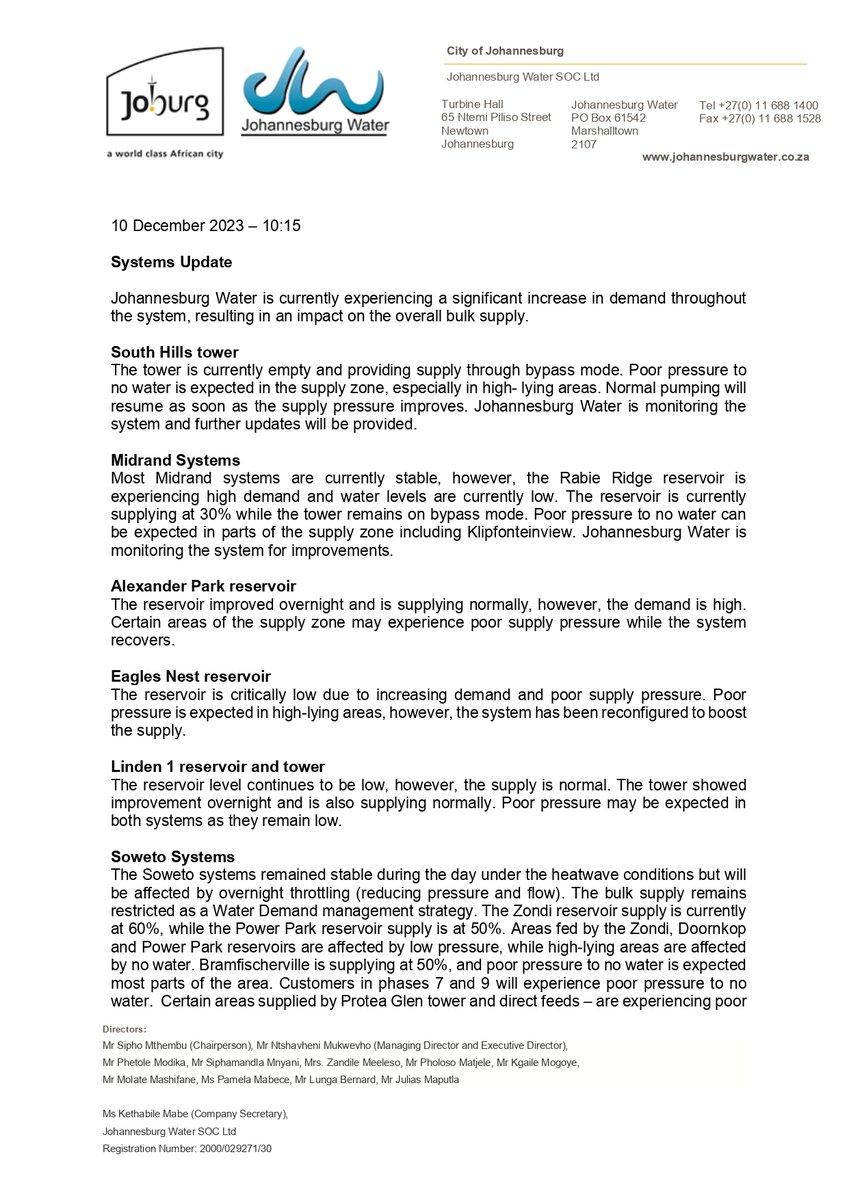 Johannesburg Water tweet media