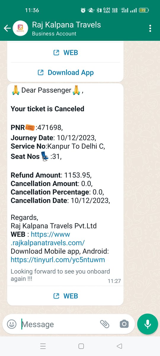 anchalkumar94's tweet photo. I had booked a bus from Kanpur to Delhi through MakeMyTrip, but due to some reason the bus operator cancelled my ticket, but I have not received my refund yet.
@makemytrip @makemytripcare https://t.co/Ev4tm0pth9