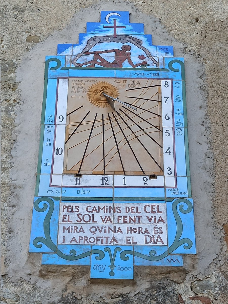 caledelspagesos's tweet photo. Racons de Catalunya: 
Rellotge de Sol a l'església romànica de Sant Pere de Bertí, al municipi de Sant Quirze Safaja. Està situada a l'antiga parròquia rural de Bertí, damunt i al nord dels Cingles de Bertí. https://t.co/HhE4c6tpFd