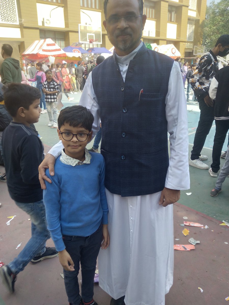 pandeyroh's tweet image. My son Ridith with his St Joseph&apos;s School Rev. Father  Benny K  .