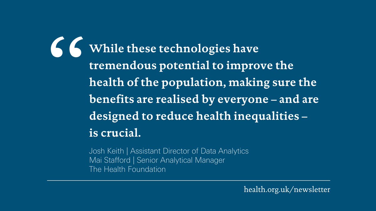 In this blog, @stafford_xm and @joshkeith reflect on our work with @AdaLovelaceInst to explore inequalities in the UK’s digital health services and data-driven health systems, and what we can do to address them ⬇️ health.org.uk/news-and-comme…