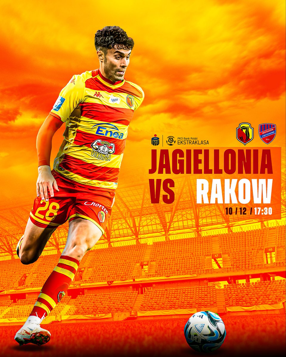 MATCHDAY! 🟡🔴

⚽ <a href="/_Ekstraklasa_/">PKO BP Ekstraklasa</a> 
🆚 Rakow
🏟️ Stadion Miejski 
⏰ 17:30 (🇪🇸🇵🇱)

Go go <a href="/Jagiellonia1920/">Jagiellonia Białystok</a> ⚡️