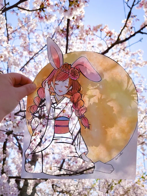 #今年も残りわずかなので今年一番伸びた絵を貼る   この娘だと思います。 桜の影もお気に入り