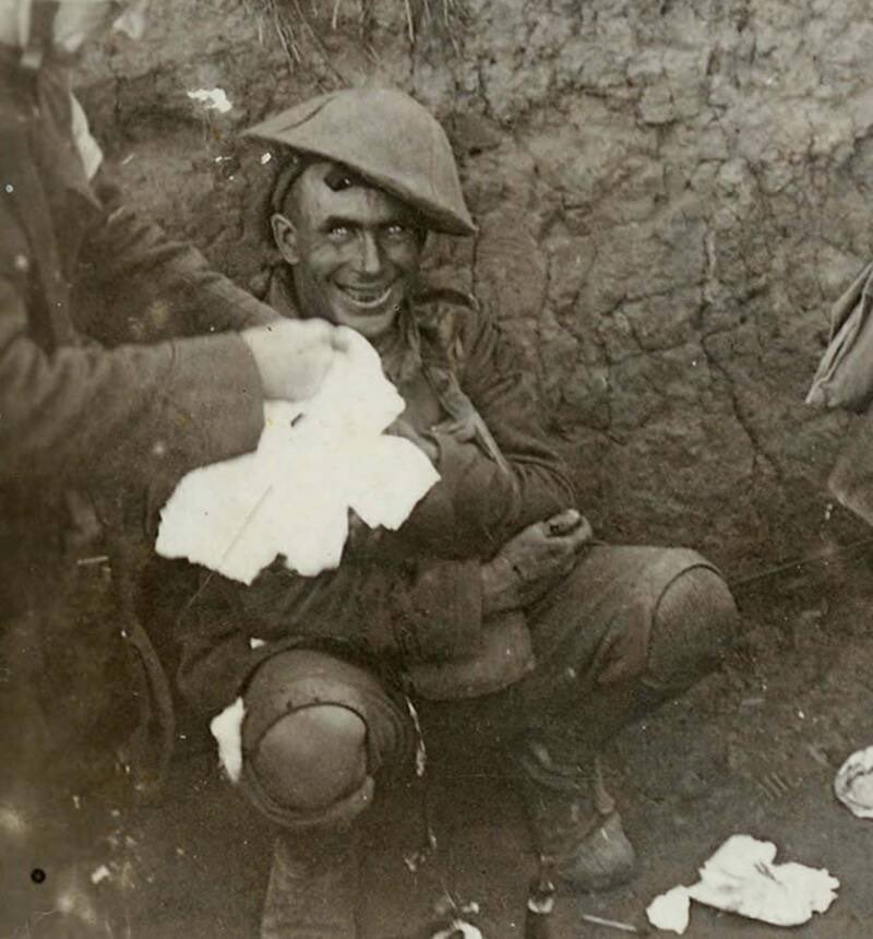 A photo of a possibly Shell-shocked soldier during WWI.