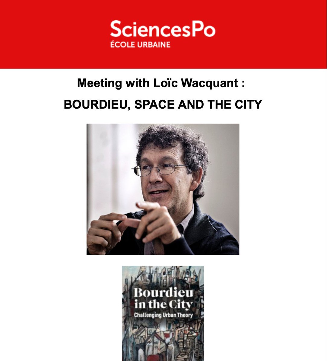 Tommaso Vitale (@vitaletommaso) on Twitter photo Thrilled to announce that we are hosting the eminent Professor Loïc Wacquant at the Urban School of Sciences Po! @ScPoEUrbaine On Monday our students & teachers will engage in a stimulating discussion about his recent book, "Bourdieu, Space, and the City." thanks to <a href="/BruCousin/">Bruno Cousin</a> Thrilled to announce that we are hosting the eminent Professor Loïc Wacquant at the Urban School of Sciences Po! @ScPoEUrbaine On Monday our students & teachers will engage in a stimulating discussion about his recent book, "Bourdieu, Space, and the City." thanks to <a href="/BruCousin/">Bruno Cousin</a>