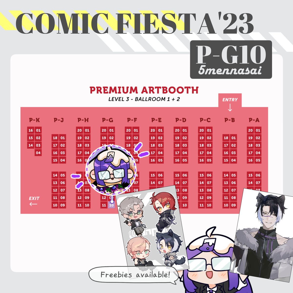 This time I will be boothing at Premium Artbooth 【P-G10】
Freebies is also prepared , so feel free to approach me! 
(Catalogue under the thread)

#ComicFiesta2023 #ComicFiesta