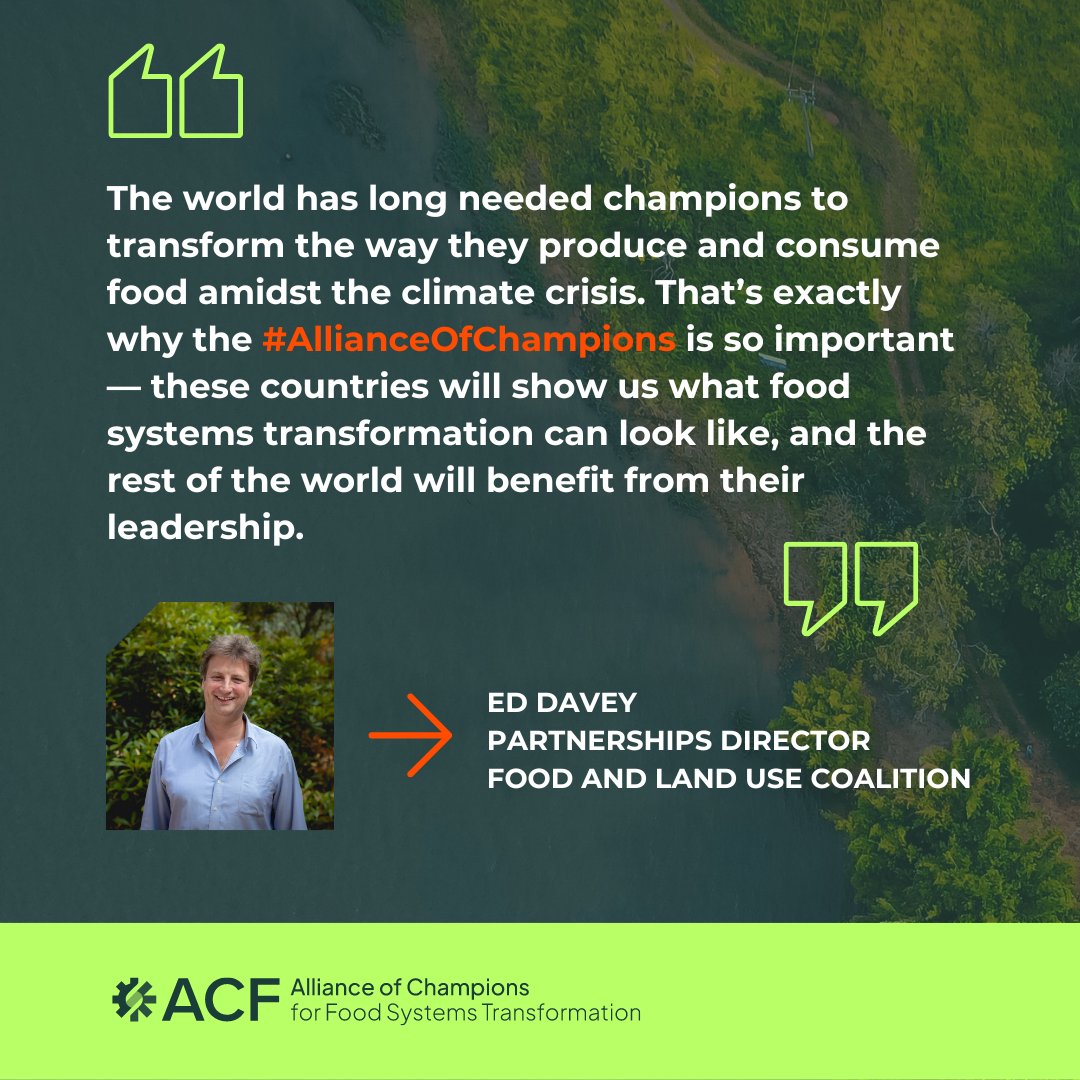 'In a world hungry for solutions to the climate crisis, the #AllianceOfChampions for #FoodSystems Transformation emerges as a beacon of change & of hope,' explains @edwardleodavey. Learn how 🇧🇷, 🇰🇭, 🇳🇴, 🇸🇱 & 🇷🇼 will raise the bar for #ActionOnFood 👇 wri.org/news/statement…