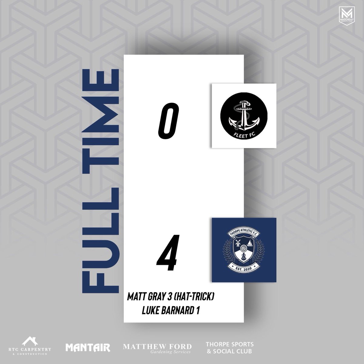 AthleticThorpe's tweet photo. HATTY GRAY STRIKES AGAIN!!🏆

With a high number of absentees yesterday, every single player left it all out there and put in a performance to be proud of.

Delighted to get through to the last 16 and all the best to @fc_fleet for the remainder of their Season.

UTTA 🩵🦂 https://t.co/iP2Wqtyd4b
