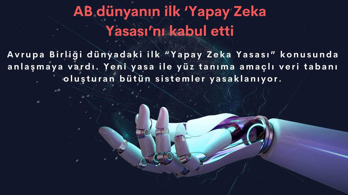 TechGuideAI's tweet image. AB dünyanın ilk ‘Yapay Zeka Yasası’nı kabul etti