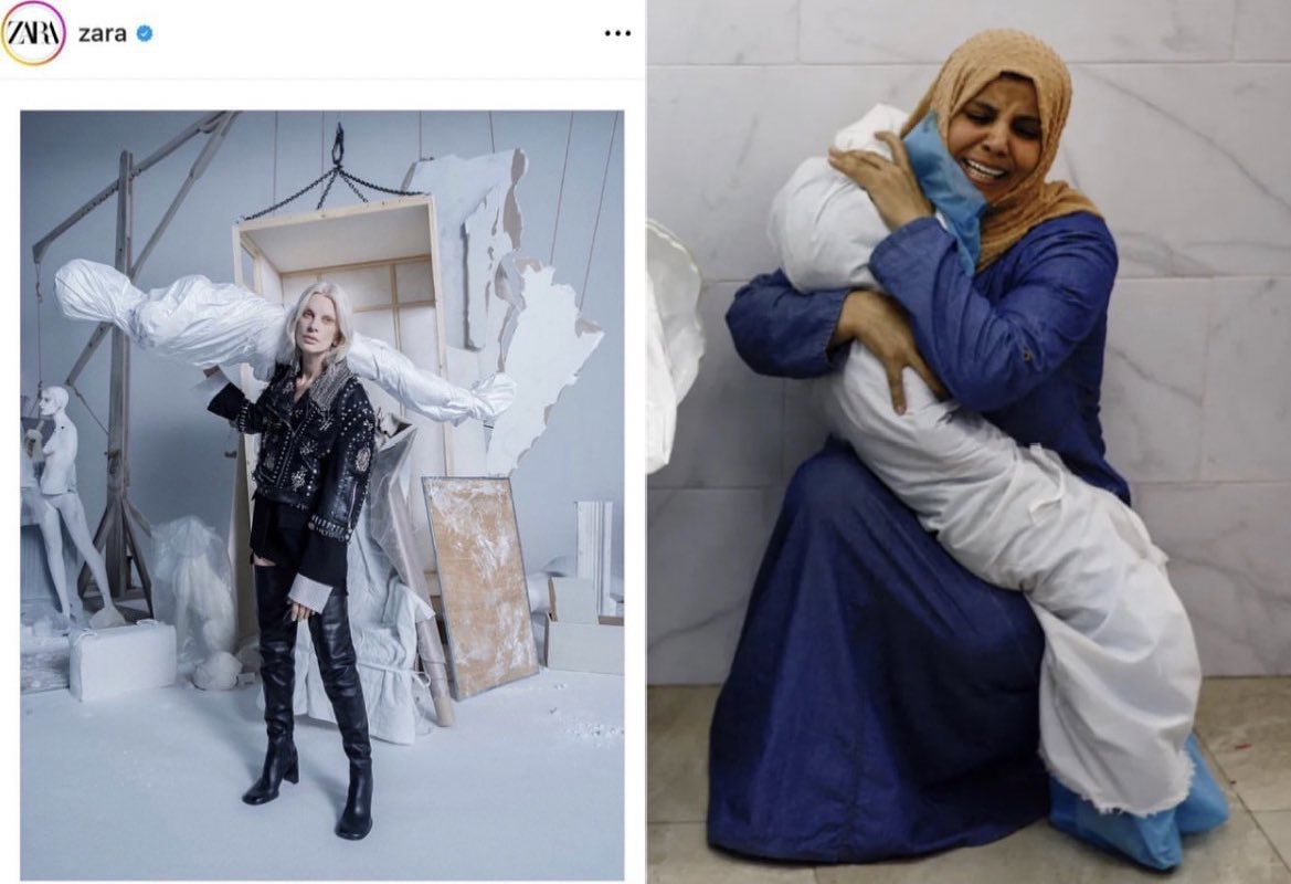 I am beyond disgusted. Using genocide of the people in Palestine for your campaign? I will never, ever, buy anything from Zara, ever again. This is absolutely cruel, heartless and evil. Mocking more than 20 thousand deaths of Palestinian people for a freaking campaign?? Udah gila