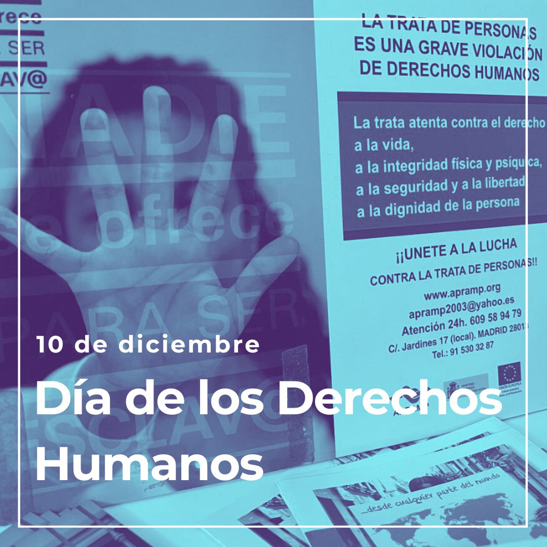 🖐️La Trata de personas es una grave vulneración de los #DerechosHumanos:

👉 Atenta contra el derecho a la vida, 
👉 a la integridad física y psíquica,
👉 a la seguridad y a la libertad,
👉 a la dignidad de la persona. 

#PorEllasyPorTodas #10D #HumanRightsDay #DDHH #APRAMP