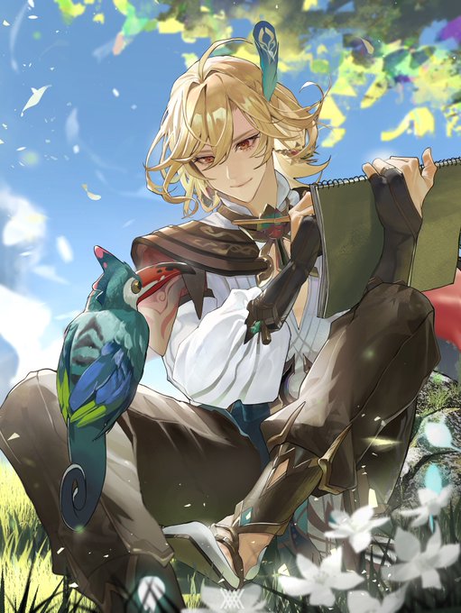 原神 手描きイラスト カーヴェ アルハイゼン 色紙 2枚｜Yahoo