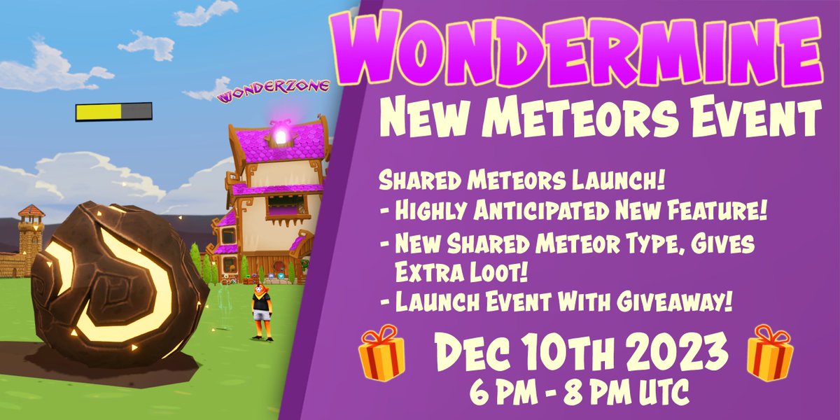 Have you seen those new meteors dropping on the WonderMine field? 👀 Join us later today for the official launch event! Two hours of 2X Loot, and we're giving away 50 wearables & NFT pickaxes. More details here: events.decentraland.org/event/?id=bf20… @decentraland
