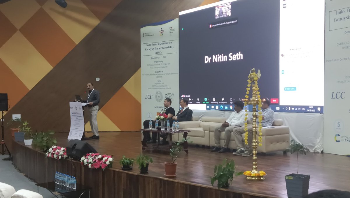 The Inaugural address by Prof. J N Moorthy, the Director @tvmiiser at the Indo-French Conference Dec 10th to 13t, on Catalysis for Sustainability, @IFCPAR, @jnmoorthy_IISER