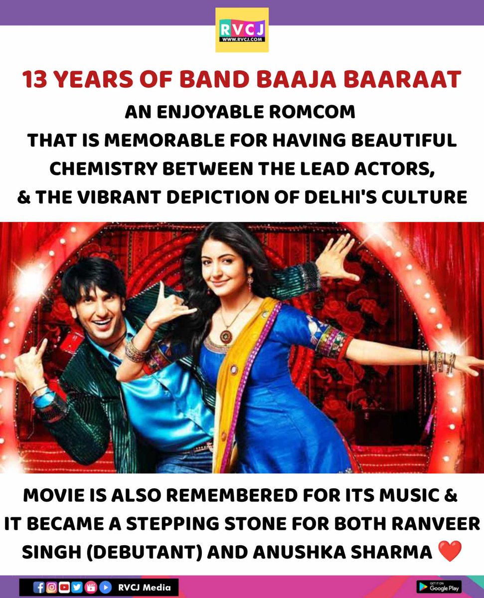 rvcjmovies's tweet image. 13 years of Band Baaja Baaraat

#bandbaajabaaraat #ranvirsingh #anushkasharma #rvcjinsta #rvcjmovies @RanveerOfficial @AnushkaSharma