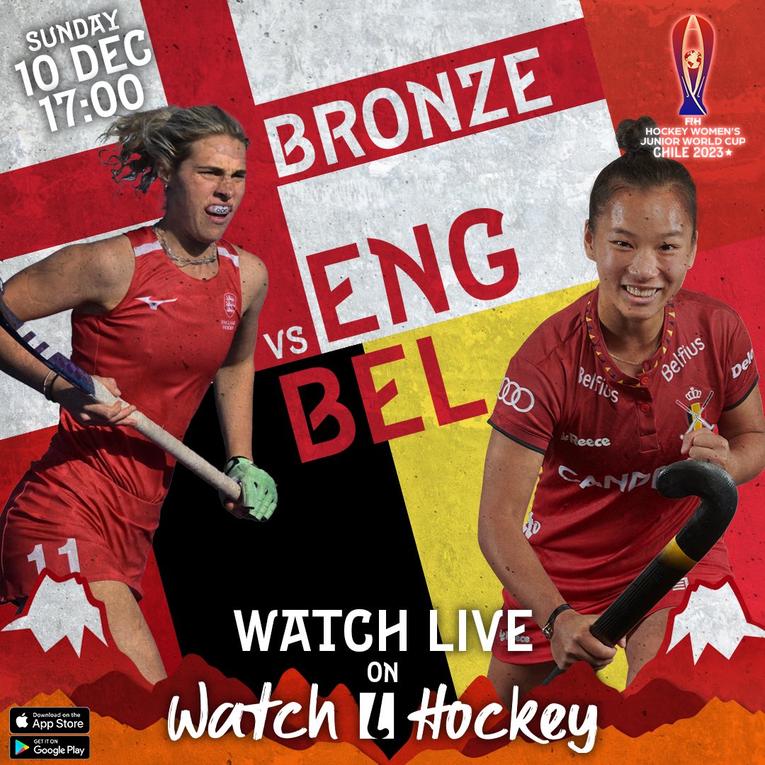 It’s time for the medal matches at the FIH Hockey Women’s Junior World Cup Chile 2023! 🥉 

First up in the bronze medal match are England taking on Belgium! Both teams have shown remarkable poise up to this point. Which one will bring their A-Game today and seal a place on the