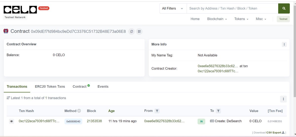 Hey! Just finished hacking at EthIndia 2023
Check out our DeSci project DeSearch: Empowering Women's Healthcare Research on <a href="/devfolio/">Devfolio</a>:
devfolio.co/projects/desea…
We've deployed and verified our contract on <a href="/CeloOrg/">Celo</a> 
Thanks for your insights on DeSci <a href="/RegenRene/">Rene ◘</a>