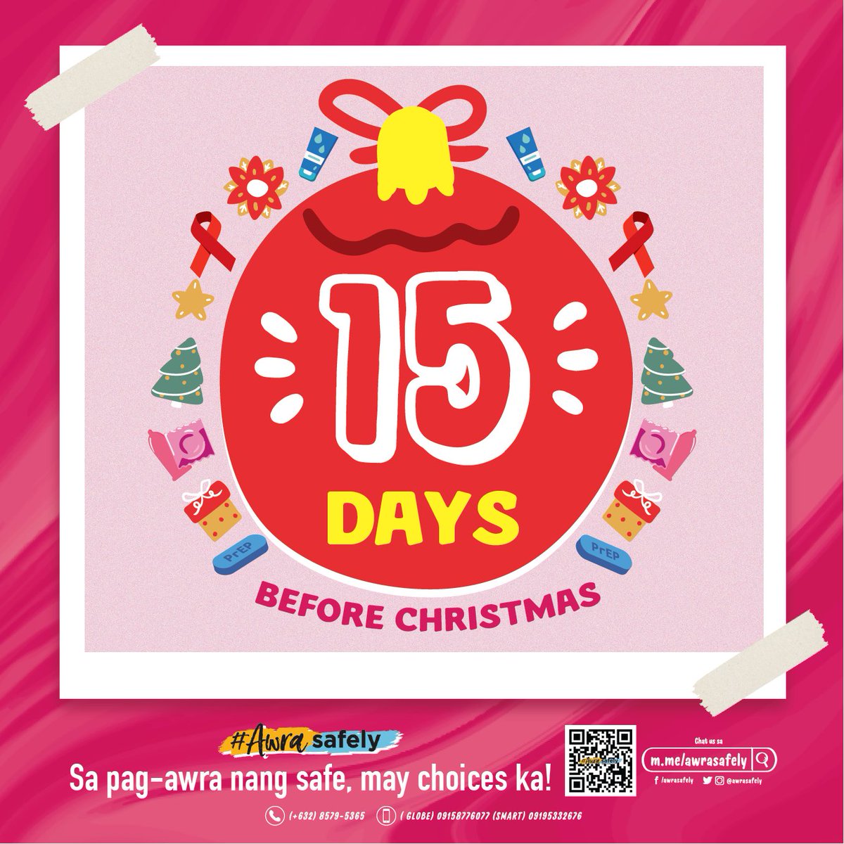 15 Days before Christmas Beshies!

Check muna ng HIV status bago mag holidays sa local treatment hubs na malapit sa inyo!

Let’s #AwraSafely for a Healthy Pilipinas! 💯

#AwraSafely
#15DaysBeforeChristmas