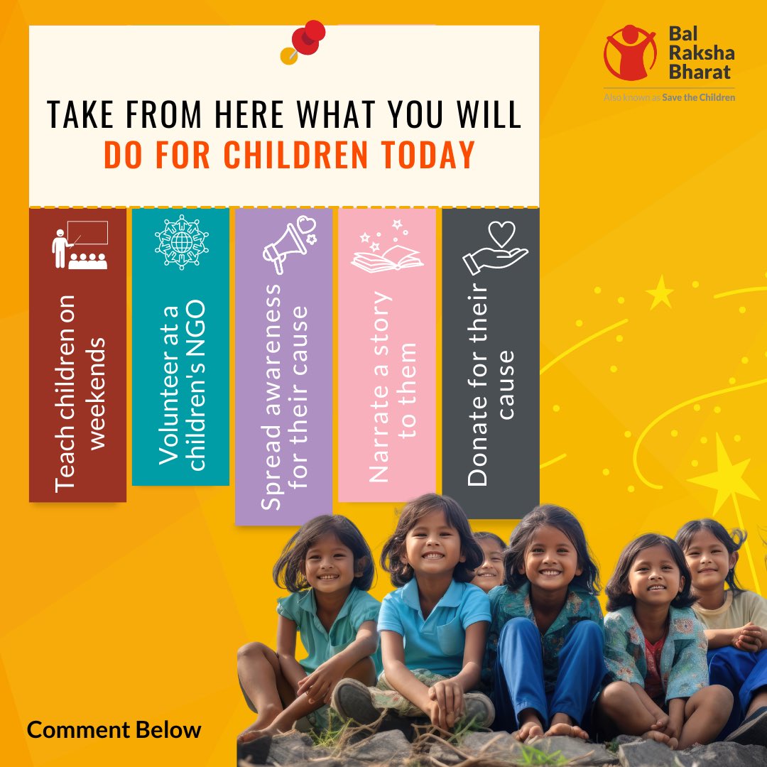 balrakshabharat's tweet photo. What will you choose for children? Comment below.
Children deserve holistic care and support to build a Secure Childhood, a Secure Future.
#HolisticCareForChildren #ChildrenOfIndia https://t.co/gpgZkLkleO