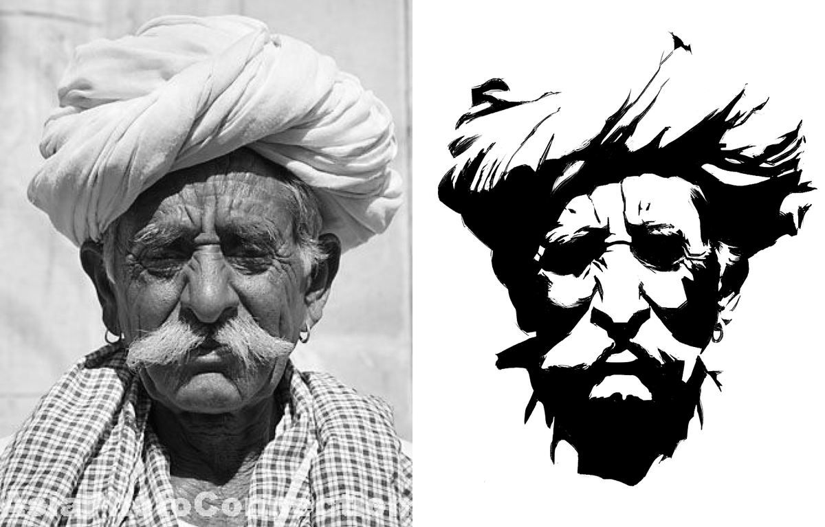 이것을 익히기에 더없이 훌륭한 훈련법이 있으니,
바로 '투톤 명암 연습' 입니다.

방법은 간단합니다.
오로지 색 하나. 불투명도 100의 타협 없는 블랙으로 그림을 밝음-어두움으로만 나누면 됩니다.

(이어서)