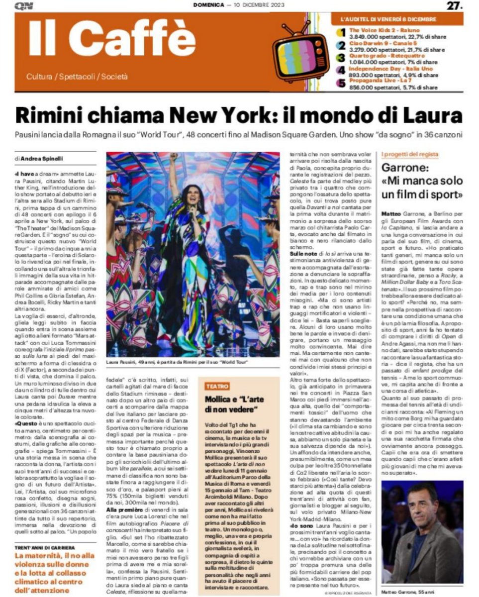 IL RESTO DEL CARLINO / RIMINI📰

#LauraPausini #Rimini #IlRestoDelCarlino #LauraPausiniWorldTour