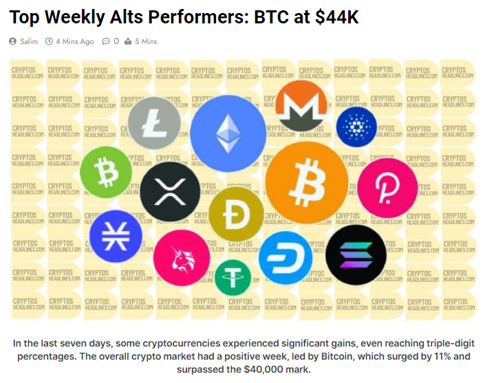 CryptoOracle124's tweet image. Top weekly altcoin performers while BTC holds at $44K. Explore the dynamic landscape of alternative cryptocurrencies amid Bitcoin&apos;s pricing. 🚀📊 #Altcoins #BitcoinPrice