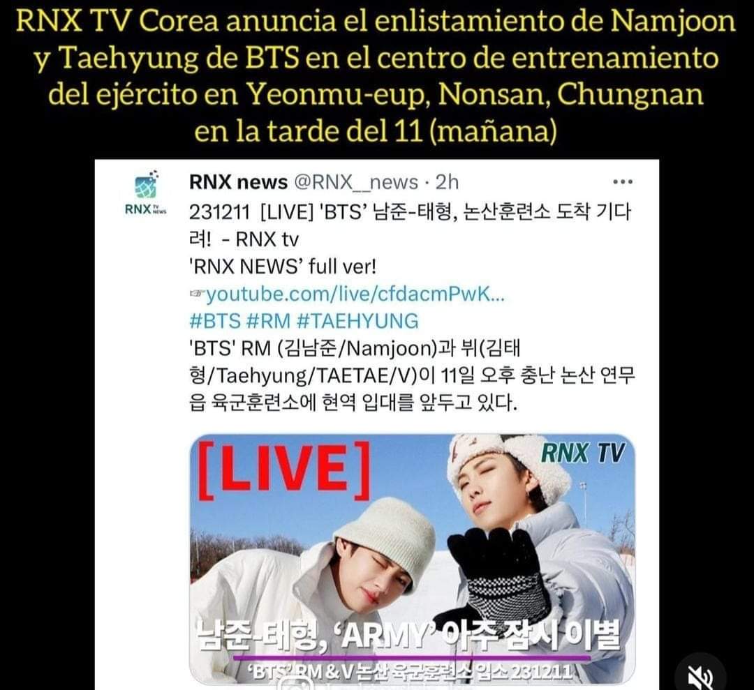 btsarmyyucatan's tweet photo. A pocas horas de que #TAEHYUNG y #NAMJOON dejen de ser ciudadania y se vuelvan servidores en las fuerzas armadas.
¡Mucho éxito a nuestro líder y al niño de la luna! Regresen pronto saludables y fuertes.
#TaeRm #BTS #BTSARMY @BTS_twt 😺 https://t.co/7z96Pv8jq5