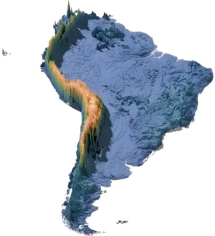 EnsedeCiencia's tweet photo. El mapa topográfico de América del Sur, una de las regiones más hermosas del mundo🗺️. https://t.co/c0RhRtuAt0