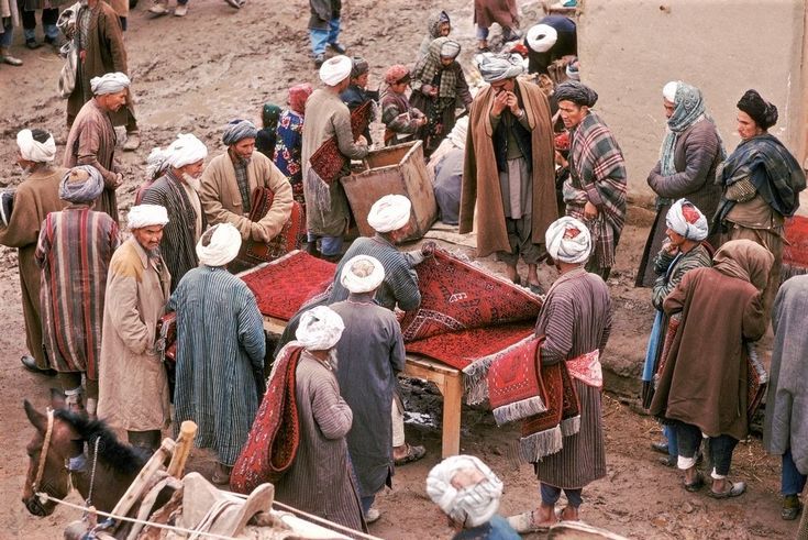 Carpet merchants in Faryab province, Khorasan, 1978.