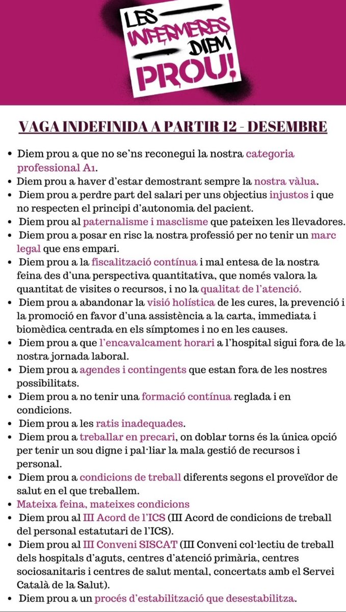 En contra del tercer acord i amunt totes les categories professionals. Sense nosaltres no hi ha sistema sanitari molta força a tots.
#lesinfermeresdiemprou