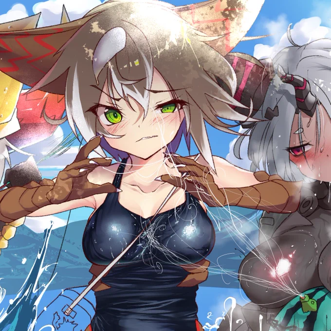 #くそ寒いので水着絵を貼る ぶるぶる   #ウルトラ怪獣擬人化計画 #怪獣娘