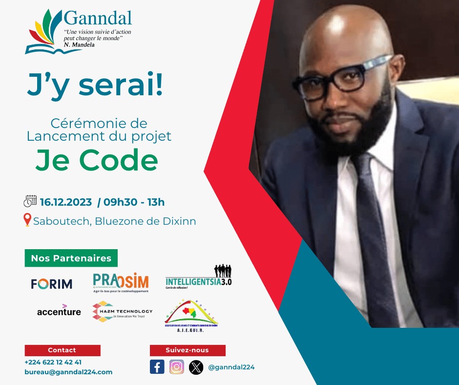 DIABY_Mamy's tweet image. Projet #JeCode 2023, de l’association @Ganndal224, dont nos structures ha2mtechnology.com, @Intelli3_0 sont partenaires.
But: initier par an 60 jeunes Guinéens(30 filles,30 garçons)
à la programmation informatique (python) et à l’usage d’outils numériques(Microsoft 360),...!