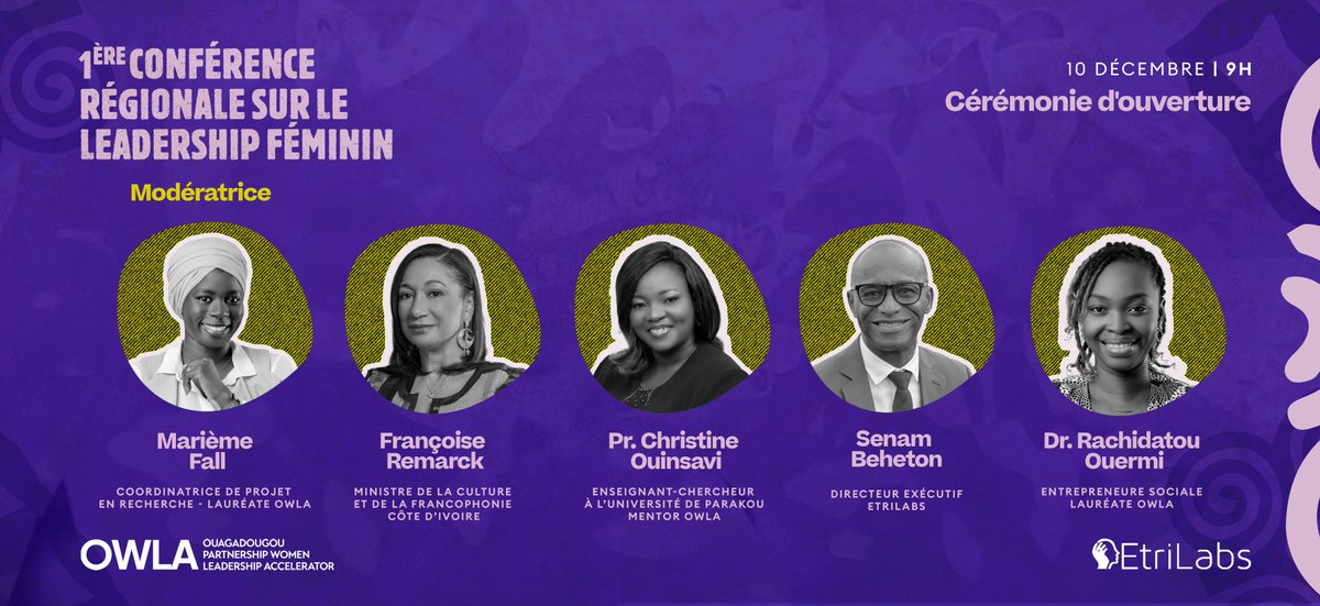 🌟 Nous y sommes ! 🌟
La 𝐂𝐨𝐧𝐟𝐞́𝐫𝐞𝐧𝐜𝐞 𝐑𝐞́𝐠𝐢𝐨𝐧𝐚𝐥𝐞 𝐬𝐮𝐫 𝐥𝐞 𝐋𝐞𝐚𝐝𝐞𝐫𝐬𝐡𝐢𝐩 𝐅𝐞́𝐦𝐢𝐧𝐢𝐧 démarre dans quelques instants avec la cérémonie d'ouverture qui sera marquée par les allocutions de 𝐅𝐫𝐚𝐧𝐜̧𝐨𝐢𝐬𝐞 𝐑𝐞𝐦𝐚𝐫𝐜𝐤, Ministre de la Culture et