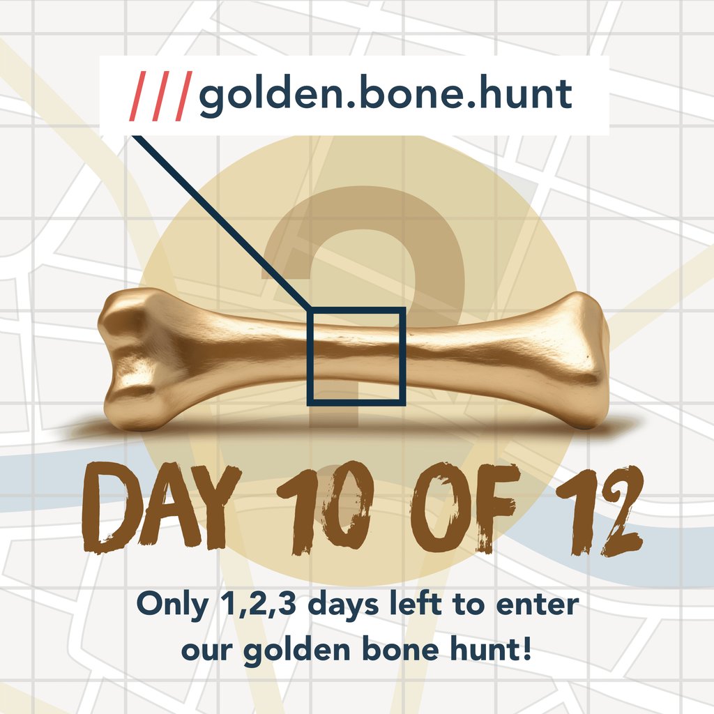 Only 3 days left to enter!

Today’s golden bone is located in a deserted medieval village, which can be found at ‘adjusted.templates.throats’ on <a href="/what3words/">what3words</a>

Enter here: social.caninecottages.co.uk/goldenbonecomp…

#goldenbone

*Ts &amp; Cs apply