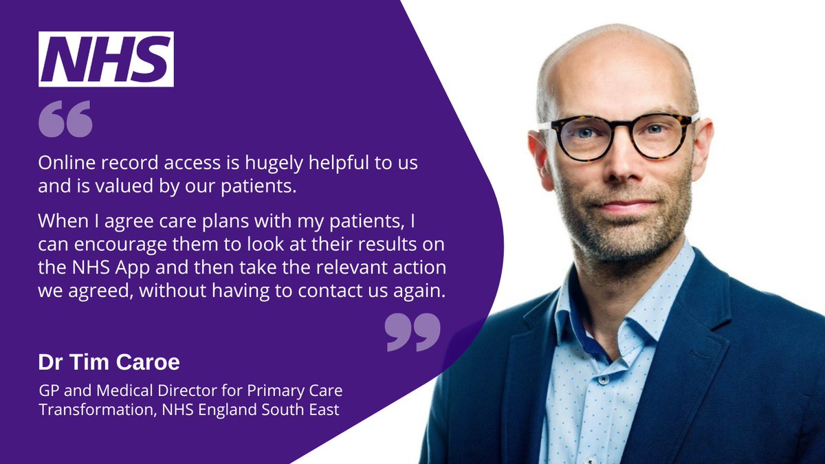 In November, there were 8.9 million record views by patients on the NHS App. Dr Tim Caroe, GP in Eastbourne, says online record access allows him to work in partnership with patients and saves time for the practice's busy reception team. @PrimaryCareNHS