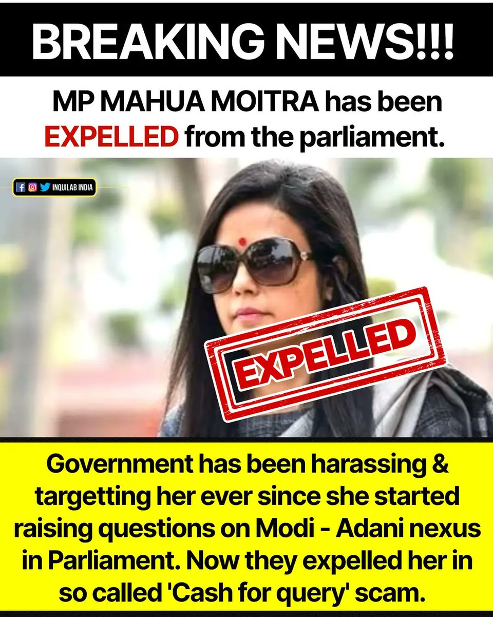 #MahuaMoitra expelled for questioning Modi's master.

While alleged Rapists & Pedophiles are sitting in the parliament. 

#Modicracy