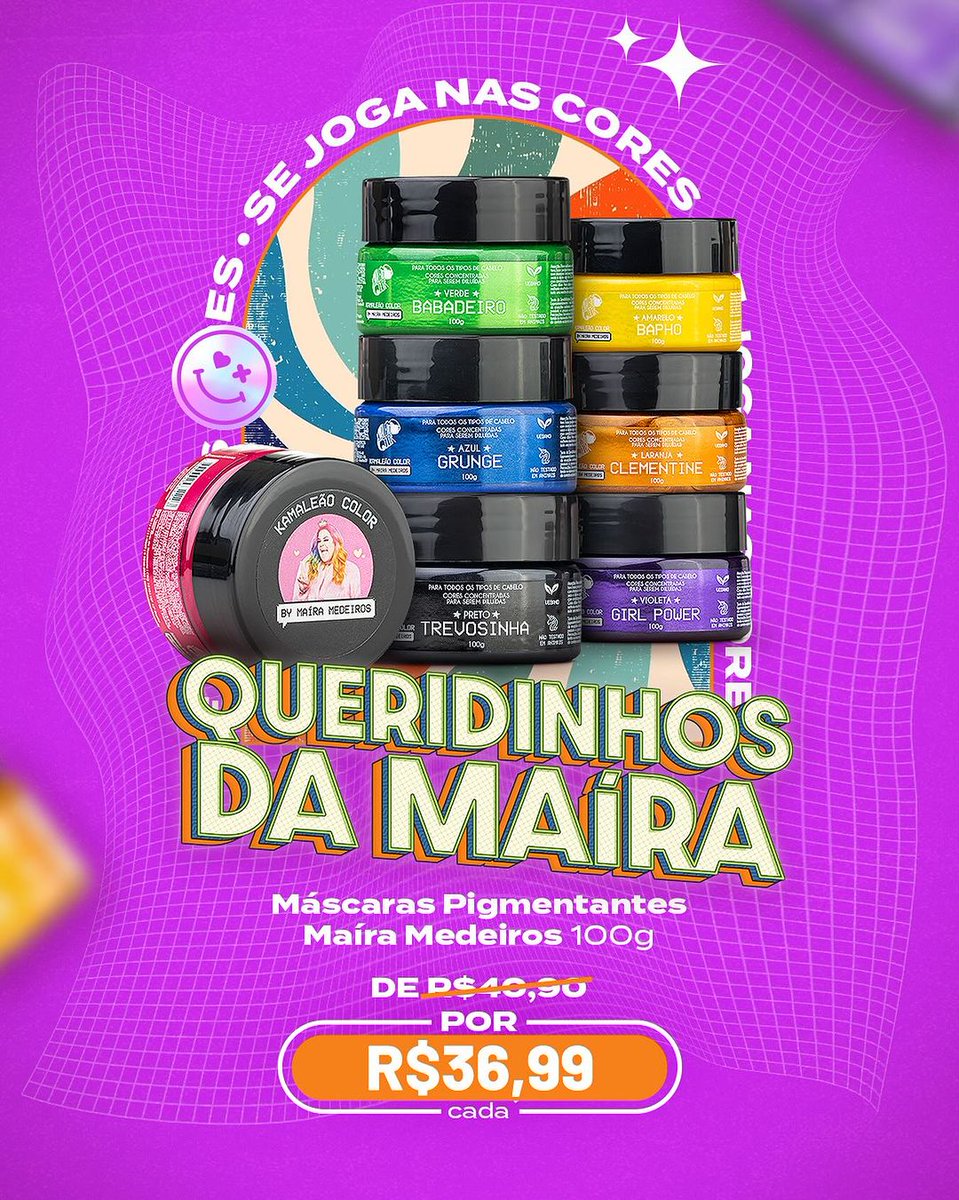 Vem de promo com a gente. “Os queridinhos da <a href="/mairamedeiros_/">Maíra Medeiros</a>” estão de volta. 💙💖💛💜💚 Máscaras pigmentantes Maira Medeiros, por apenas R$36,99. Correee, pois a promoção é por tempo limitado e de acordo com a disponibilidade no estoque. 😍

#kc #kamaleaocolor #cabelos #hair