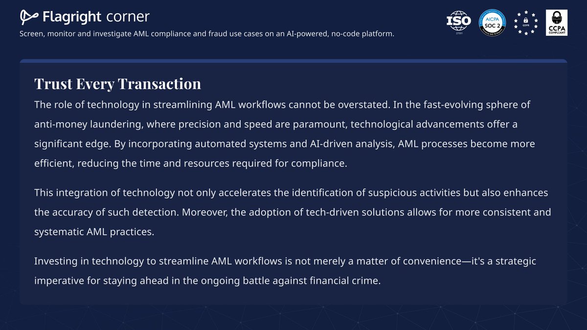 FlagrightHQ's tweet image. #AntiMoneyLaundering #AMLTechnology #AMLCompliance