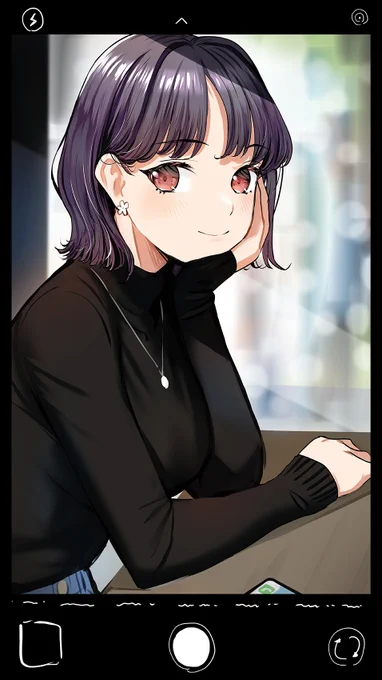 カメラにニコってしてくれる外ハネボブの彼女 