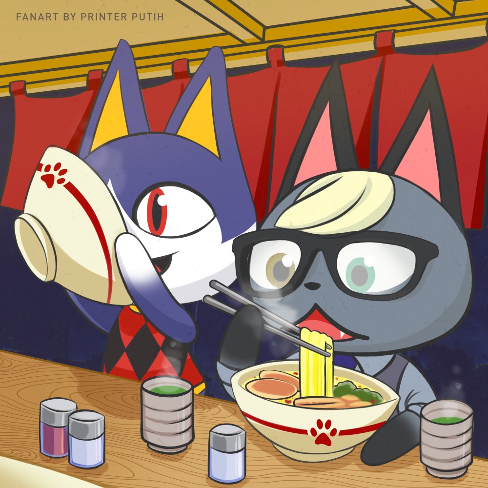 PrinterPutih's tweet photo. Mie 🍜
#FanArt Animal Crossing Raymond &amp; Rover

#art #game #cartoon #animalcrossing #artwork #artgallery #ramen #indomie #anime #cute #illustration #doodle #gameart #glasses #rain #afterwork #food #artdaily #cat #catlover #catlife https://t.co/Xa3O2z6LLa
