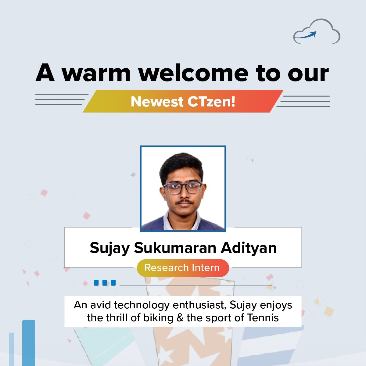 cloudthat's tweet photo. Introducing the latest member of our CloudThat family - Sujay Sukumaran Adityan! A warm welcome to you, and here's to embarking on a journey filled with new beginnings and success!
#CTzen #CloudThat #employee #journey #newjoinee #newbeginnings #TeamSpirit #FreshStart #WelcomeToTheTeam #TechConsulting #Data #AI #intern