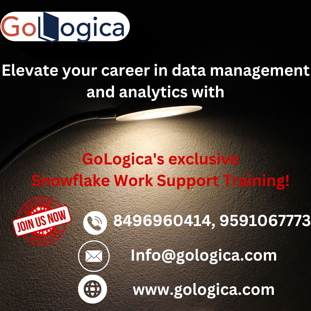 GoLogica's Work Support Training can help you master Snowflake! 
#SnowflakeTraining #DataManagement #GoLogicaTraining
#gologica #snowflakes #snowflaketraining #Mulesoft #worksupport #mulesofttraining #FreeDemo #FreeSessions #DemoSession #FreeCourse #okta #oktaonline