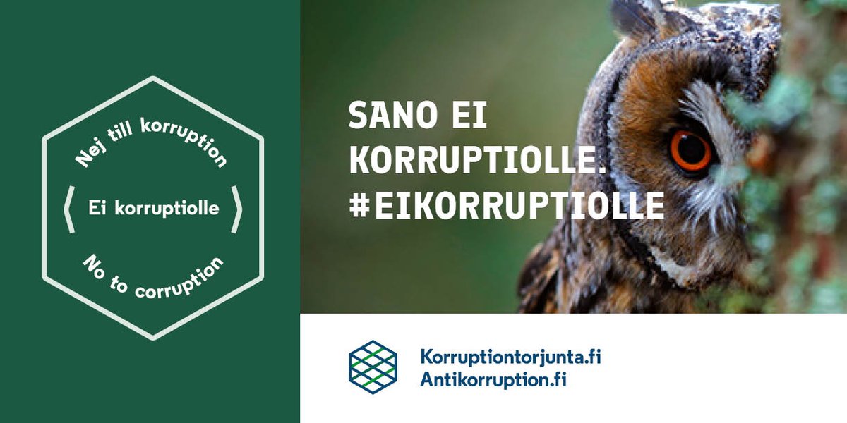 oikeusmin's tweet photo. Huomenna lauantaina 9.12. vietetään kansainvälistä korruptionvastaista päivää.

Käy testaamassa oman organisaatiosi kyky torjua korruptiota:
https://t.co/aNNy6Euk8j

Hyvää korruptionvastaista päivää!

#korruptiontorjunta | #eikorruptiolle https://t.co/yV0GuhOTPx