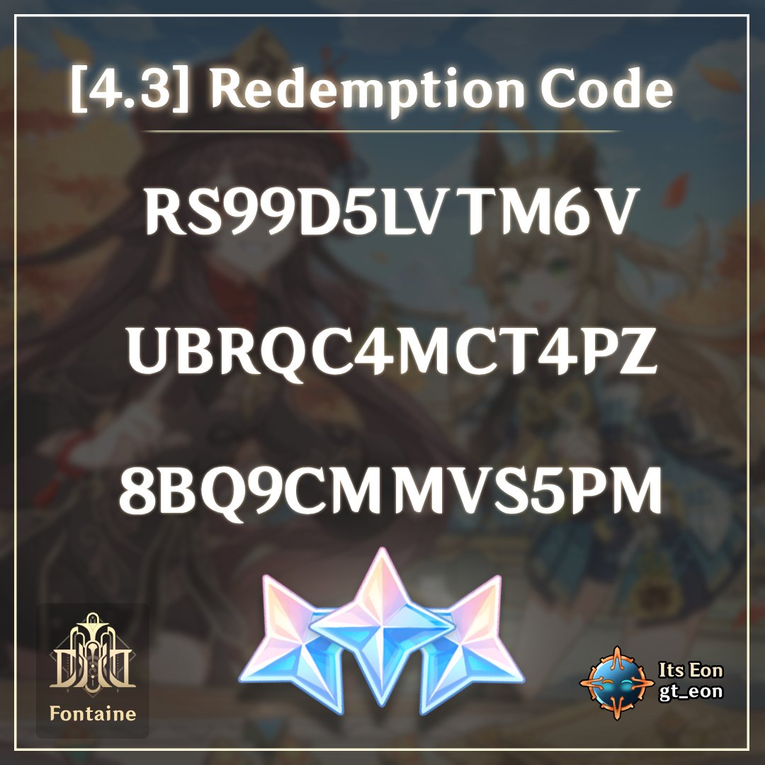 Its Eon on X: Travellers! Here are the redemption codes from the