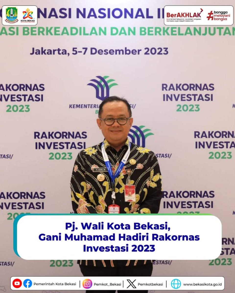 pemkotbekasi's tweet photo. Pj. Wali Kota Bekasi, Gani Muhamad Hadiri Rakornas Investasi 2023. 

Baca selengkapnya kunjungi :
https://t.co/SsfUpAlR4J

#bekasikotagoid
#Rakornas
#investasi
#jawabarat
#kotabekasi
#diskominfostandi https://t.co/5H3gN95xr6